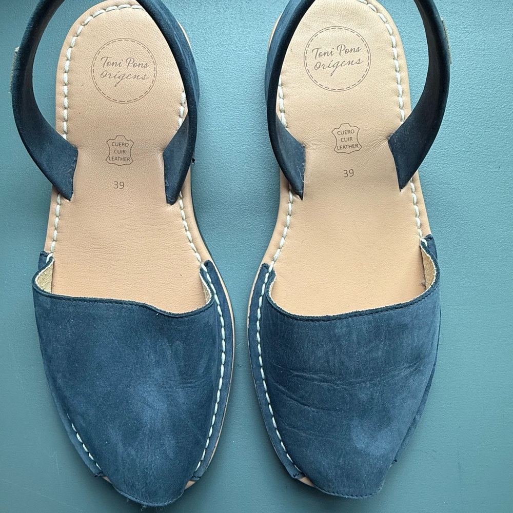 Women's Blue Leather Sandals